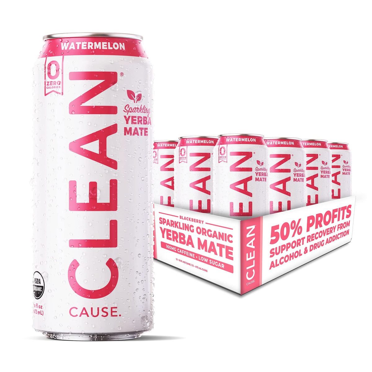 CLEAN Cause Zero Sugar Yerba Mate Organic Energy Variety Pack, 12 Pack 16oz