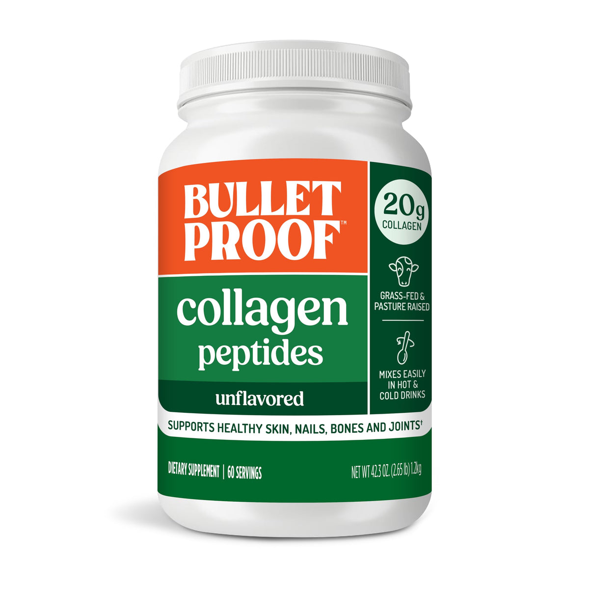 Bulletproof Unflavored Collagen Peptides Protein Powder, 17.6 oz