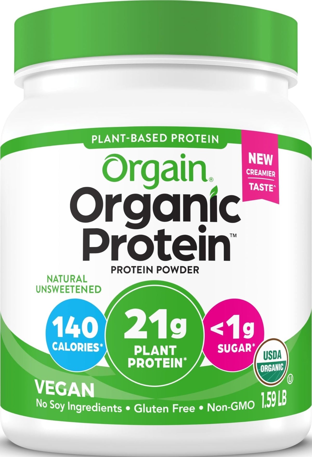 Orgain Organic Vegan 21g Protein Powder, Vanilla Bean, 2.03 lb