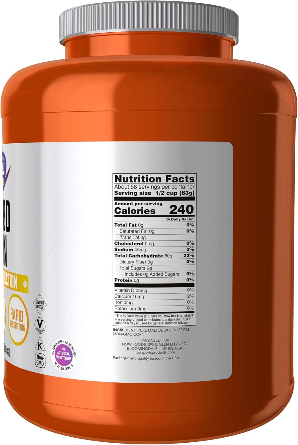 NOW Sports, Carbo Gain Powder, Complex Carb, Energy Production, 8 lbs