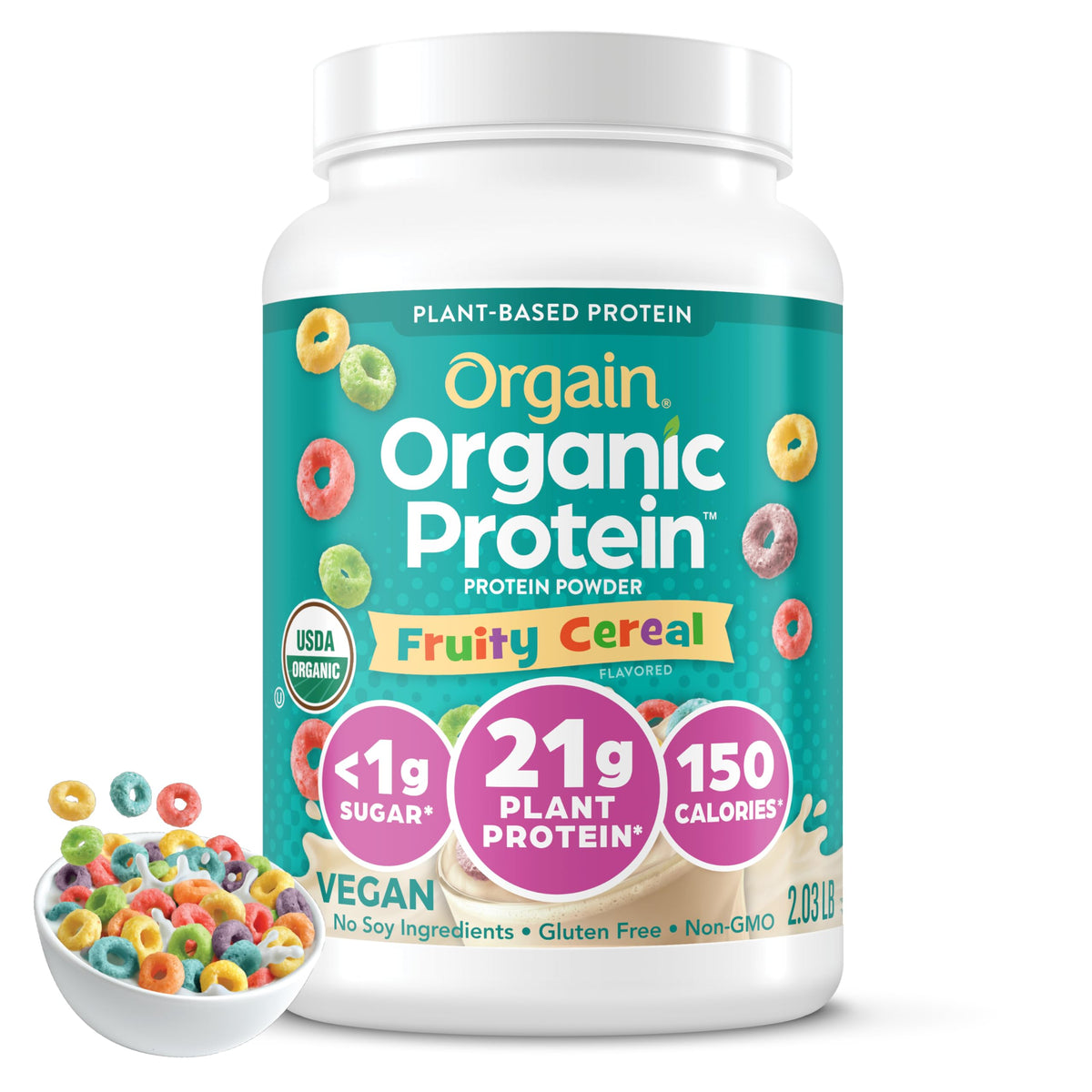 Orgain Organic Vegan 21g Protein Powder, Vanilla Bean, 2.03 lb