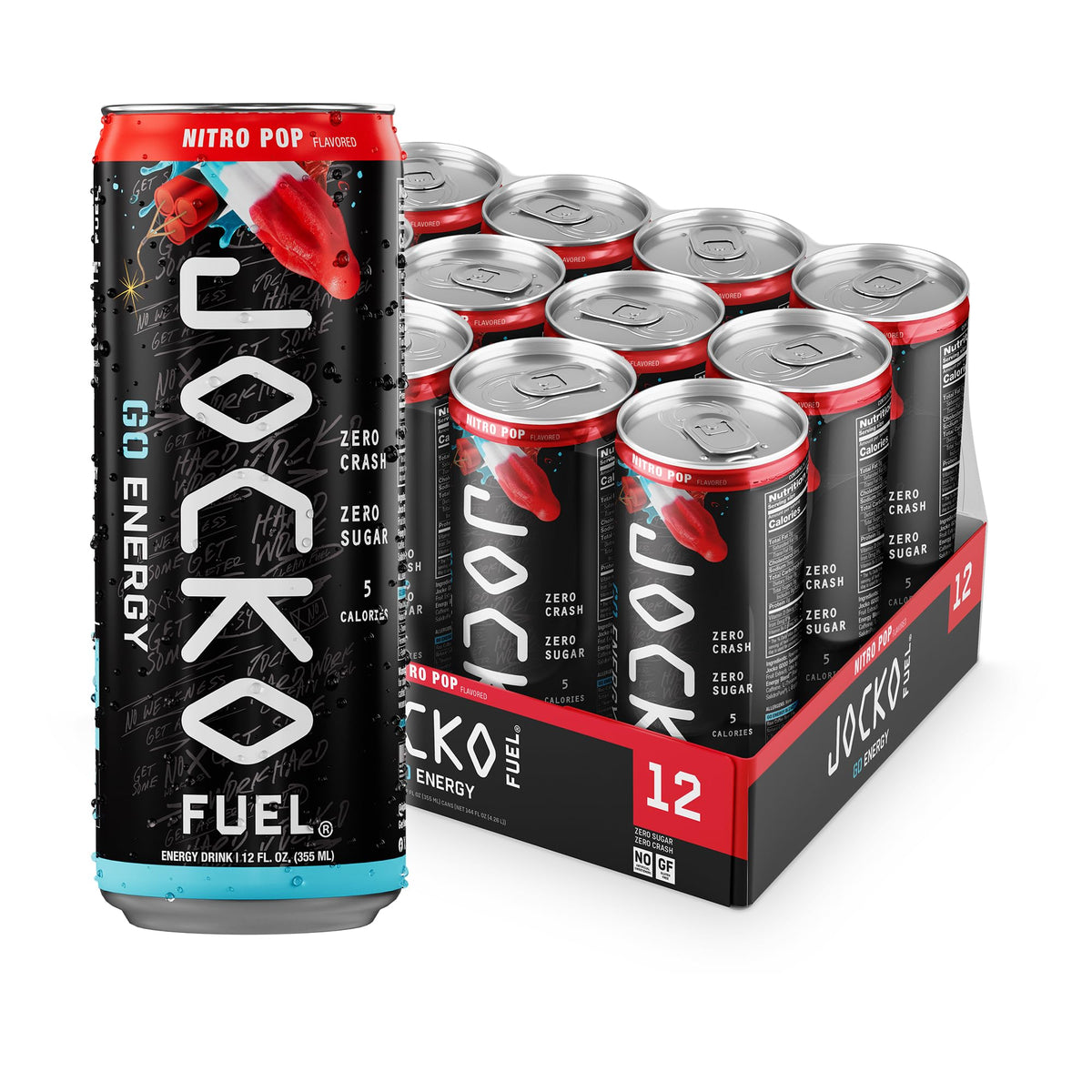 Jocko Fuel GO Energy Drinks, Lemon Lime, 12 oz | 12 Pack