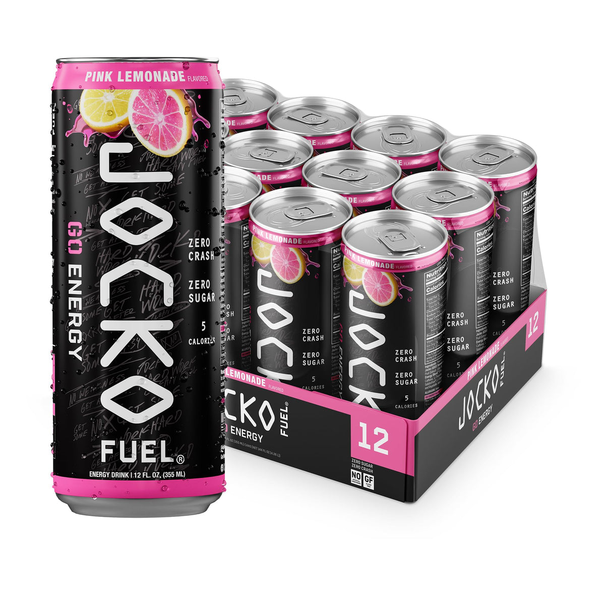 Jocko Fuel GO Energy Drinks, Lemon Lime, 12 oz | 12 Pack
