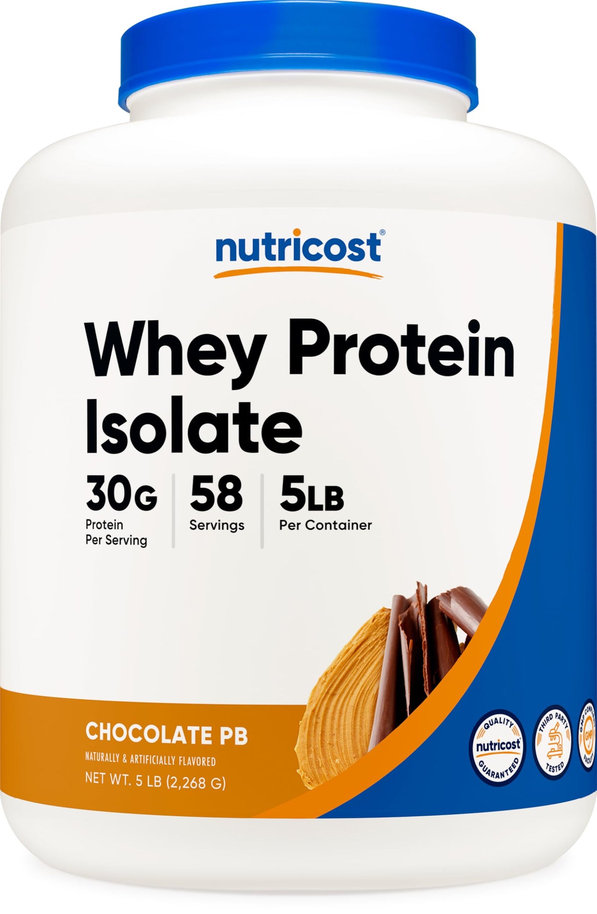 Nutricost Whey Protein Isolate (Unflavored) 5LBS