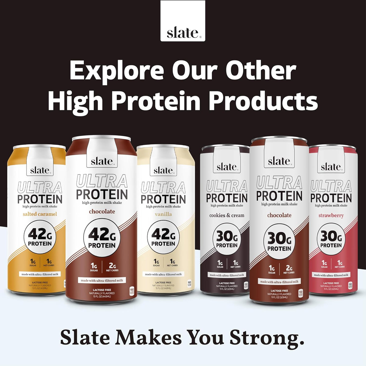 Slate Milk - High Protein Milk Shake - French Vanilla - Lactose Free, 20g Protein, 1g Sugar, 100 Calories, 1g Net Carbs, No Added Sugar - Natural, Breakfast Boost, Post Workout - 11 fl oz, 12 Cans