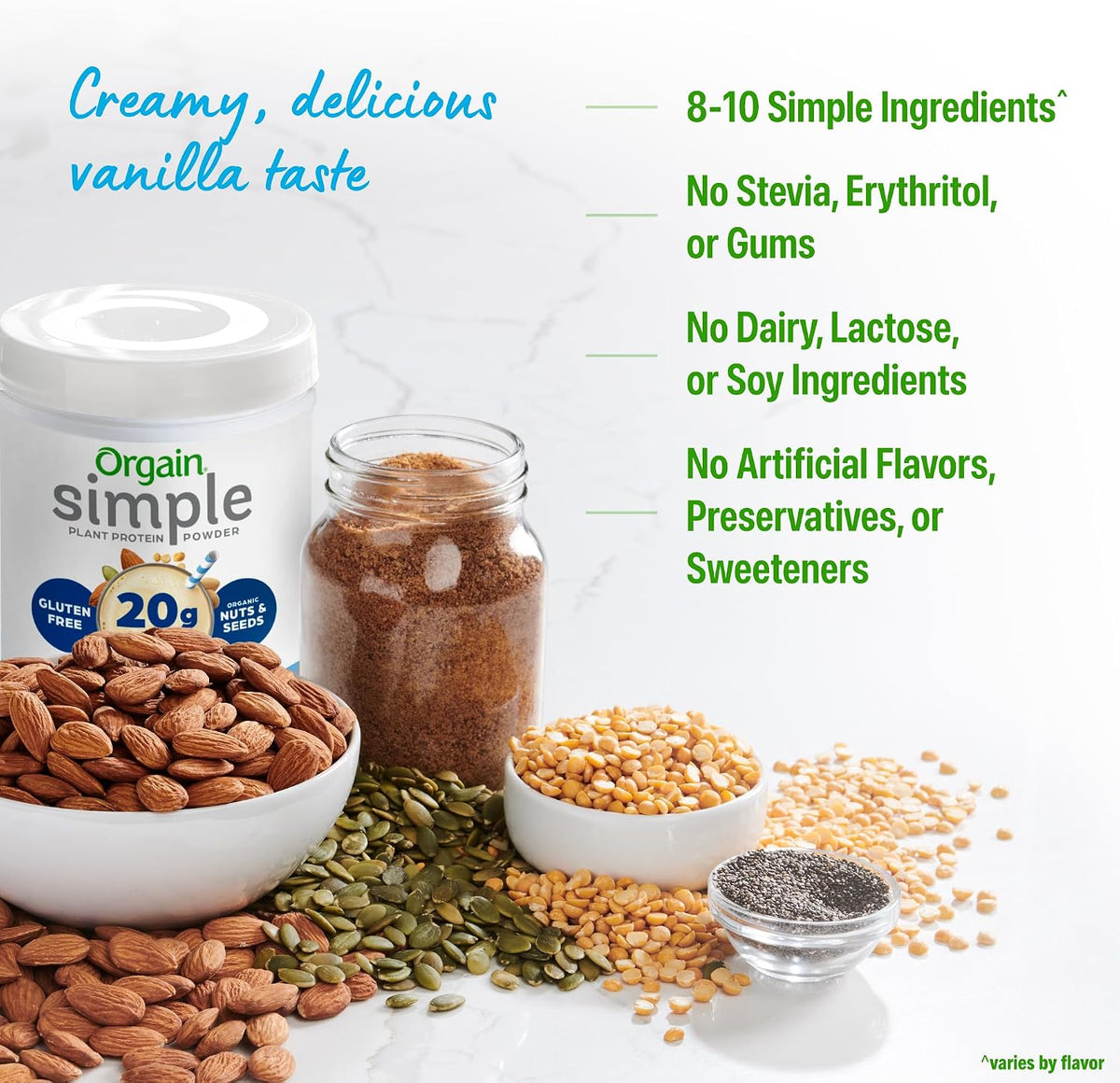 Orgain Organic Simple 20g Vegan Protein Powder, Vanilla, 1.25lb