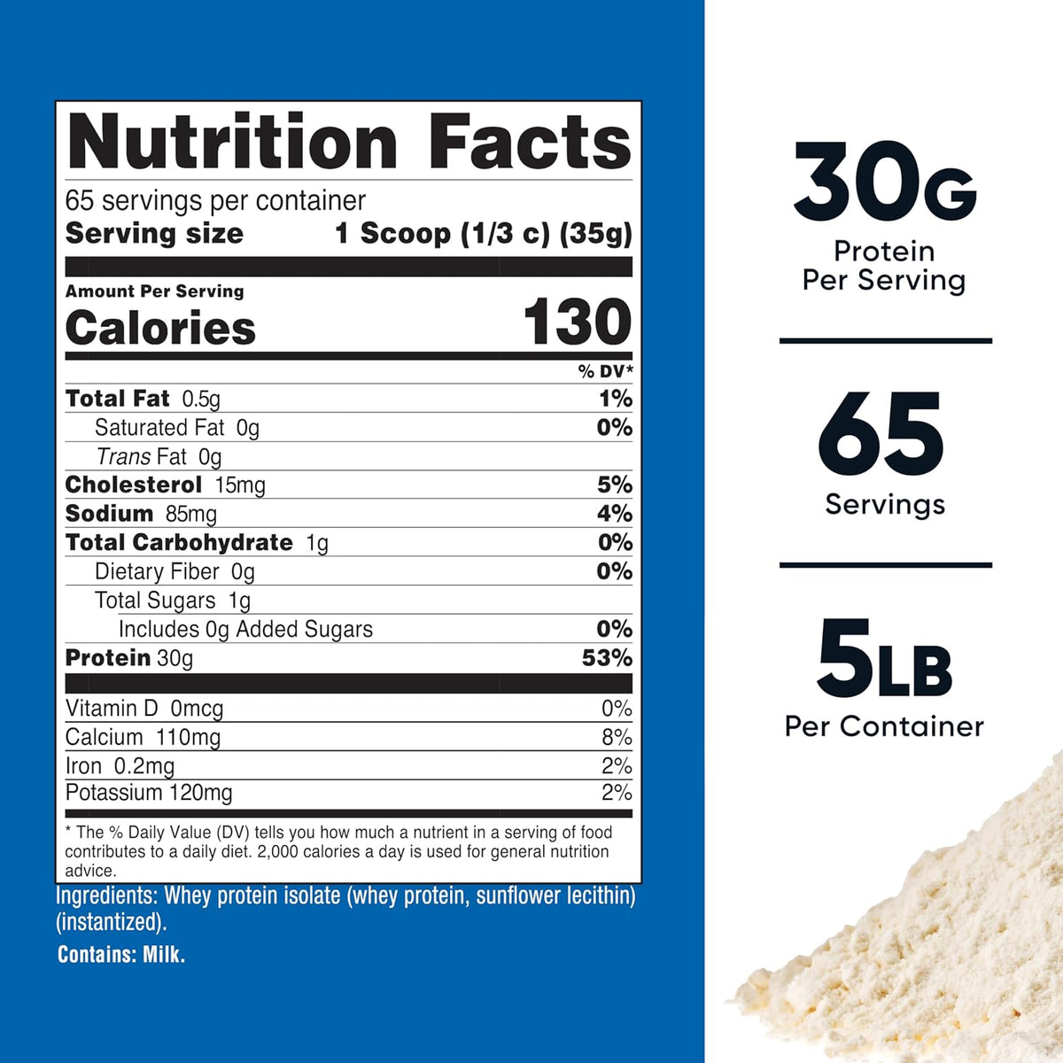 Nutricost Whey Protein Isolate (Unflavored) 5LBS